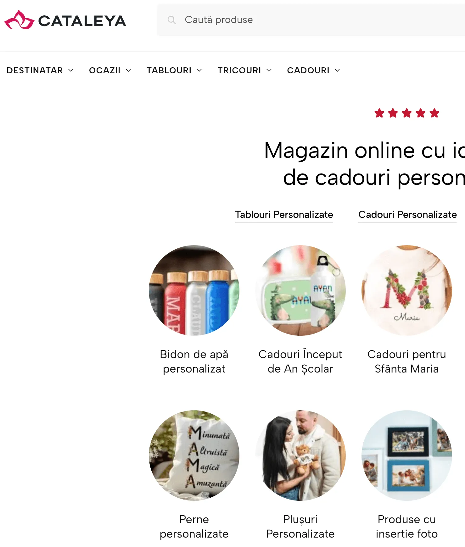 The Cataleya storefront, a Romanian personalised gifts shop.