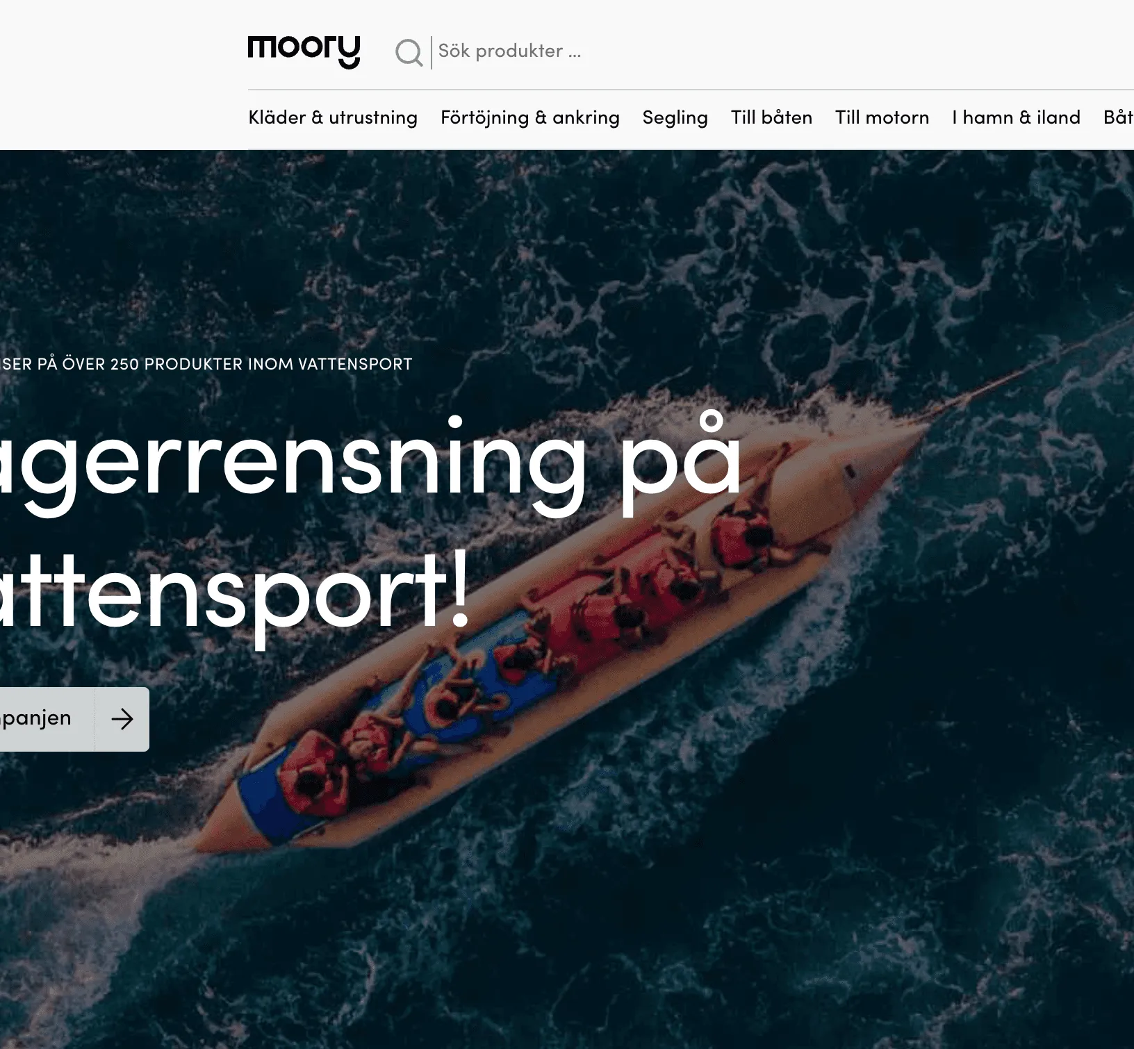 The Moory storefront, a Swedish boat and watersports accessories shop.